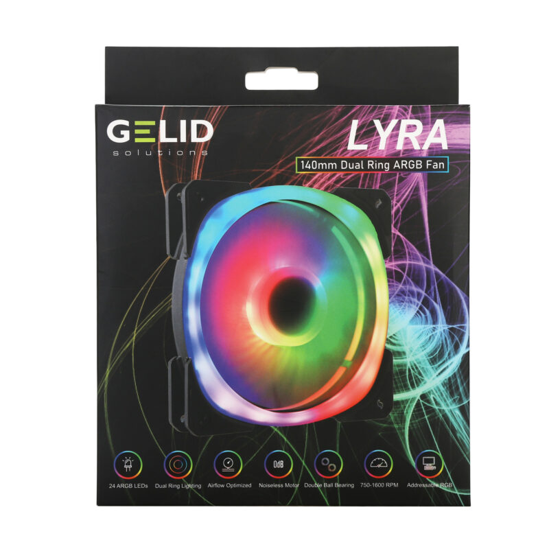 картинка Кулер для корпуса GELID LYRA ARGB, FN-Lyra-01, 14cm, 750-1600rpm, 4Pin, Double Ball Bearing от магазина itmag.kz