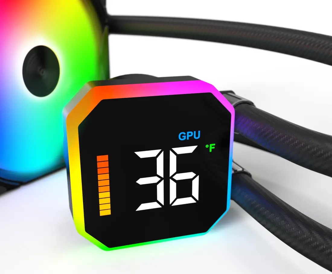 Водяное охлаждение для CPU Montech HyperFlow Digital 360, Black (HyperFlow Digital 360 (B)) фото