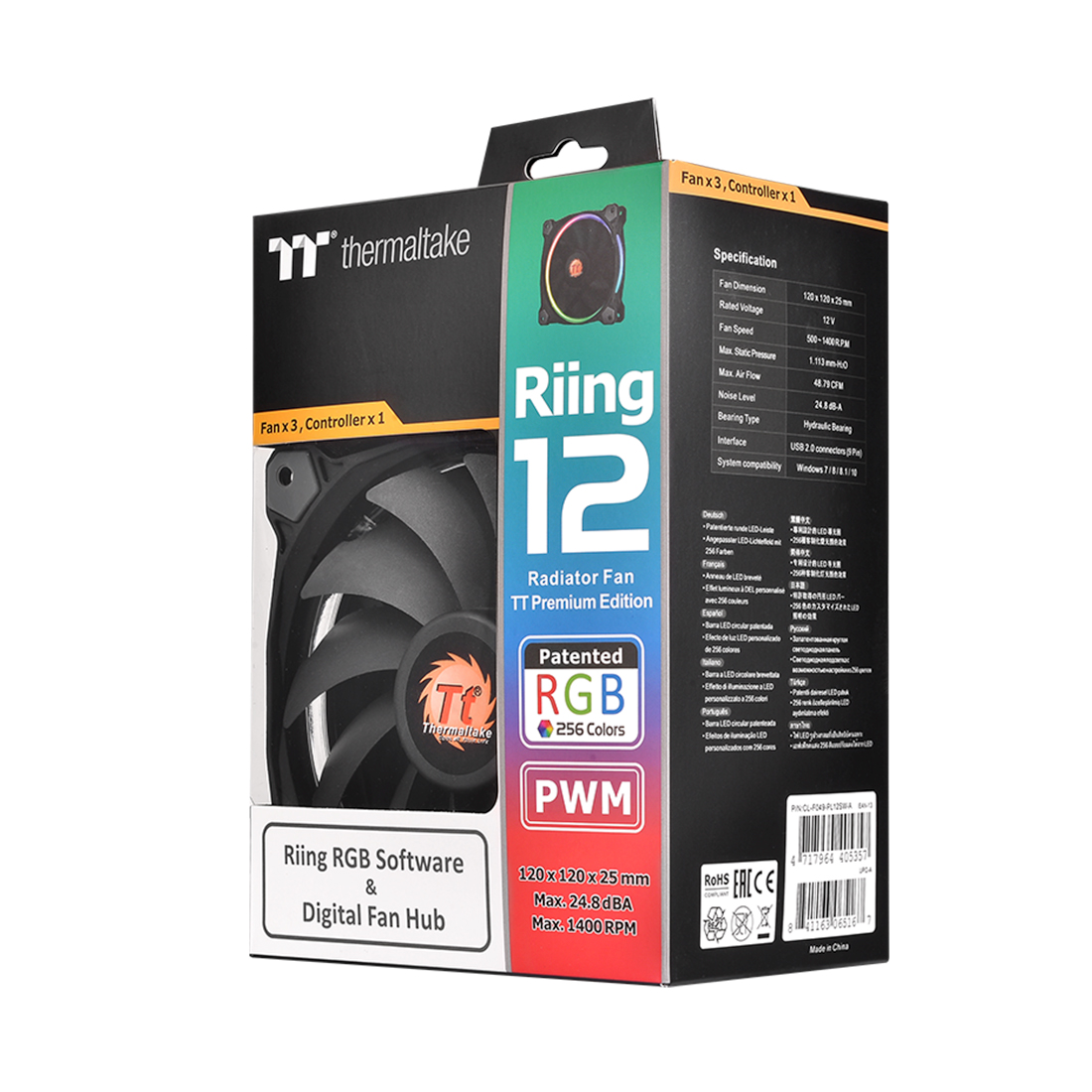 картинка Кулер для компьютерного корпуса Thermaltake Riing Plus 12 RGB TT Premium Edition (3-Fan Pack) от магазина itmag.kz