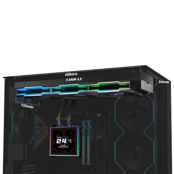 Водяное охлаждение для CPU Lian Li HydroShift II LCD-S 360TL, Black (G89.GHS2LCDS36TFB.00) фото