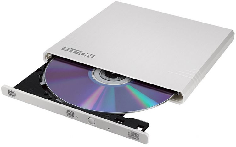 картинка Ультра-Тонкий Внешний привод LiteOn DVD-RW eBAU108-21 Slim USB 24x-8x Белый Box от магазина itmag.kz