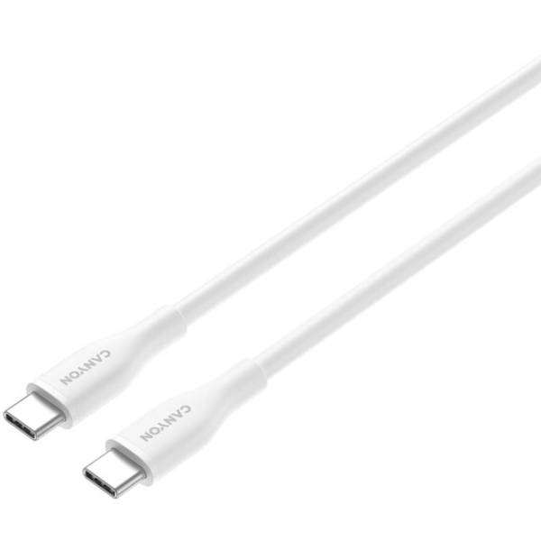 Кабель Canyon USB-C-USB-C, 60W, Silicon 1m, White (CNS-CC60SC10W) фото