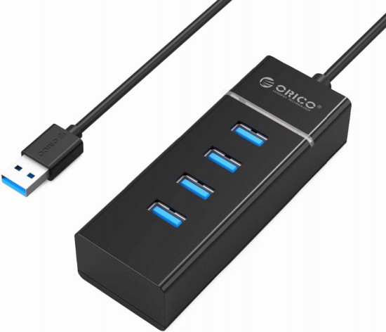 картинка USB Хаб ORICO W6PH4-U3-V1-BK-BP <USB3.0x4, 30cm, 104*37*24mm, BLACK, Blue LED  Indicator> от магазина itmag.kz