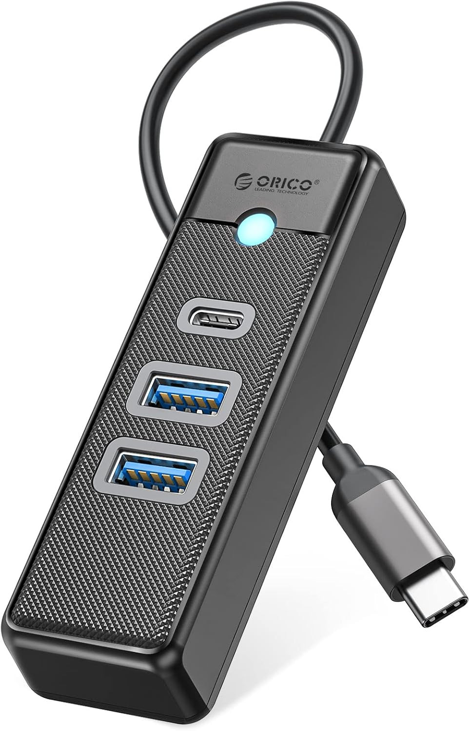 Конвертер USB-C 3.0 на LAN RJ-45,1Gbps + USB A/C HUB, 0.15m (ORICO-PWCUR-C3-015-BK-EP)  фото