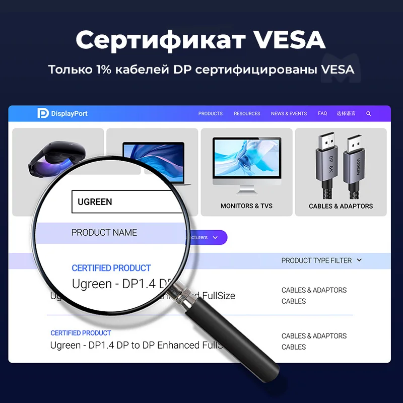 Кабель Ugreen DP120, DisplayPort 8K, 2m (25905) фото