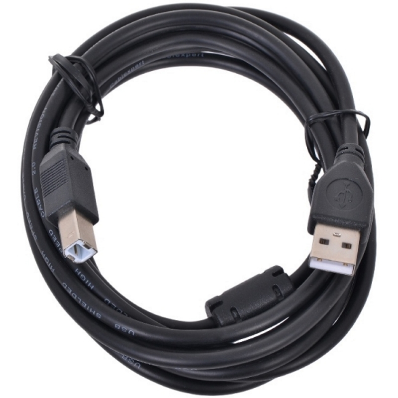 картинка Кабель USB 2.0 Pro Cablexpert CCF-USB2-AMBM-10, AM/BM, 3м, экран, феррит.кольцо, черный, пакет от магазина itmag.kz