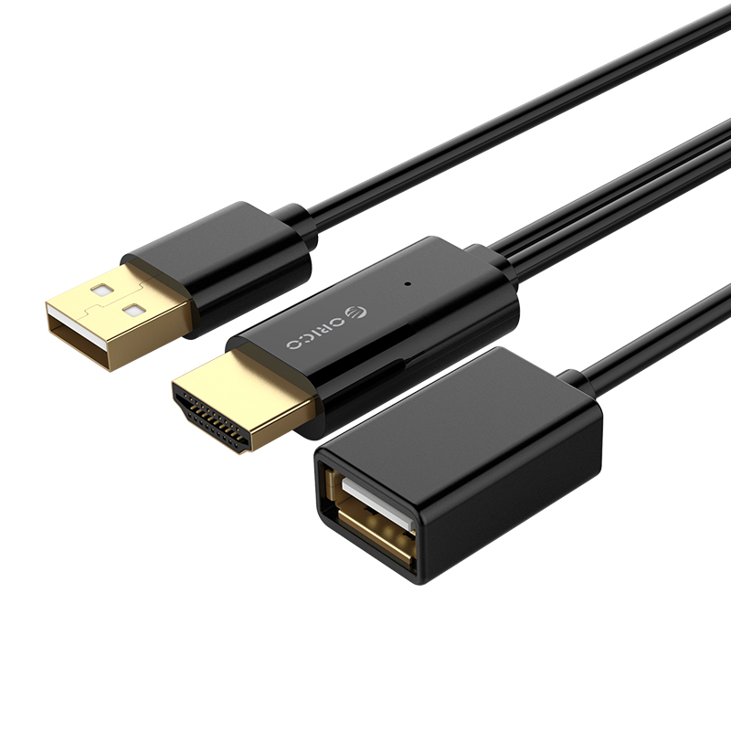 картинка Видео кабель USB к HDMI ORICO PE-P1-BK-BP <USB to HDMI, iOS, DC 5V1A, ABS, 1m> от магазина itmag.kz