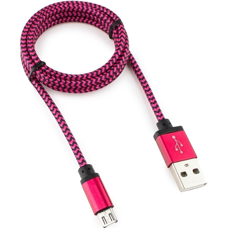 картинка Кабель USB 2.0 Cablexpert CC-mUSB2pe1m, USB-MicroUSB, 1м, нейлоновая оплетка, алюм разъ, фиол от магазина itmag.kz