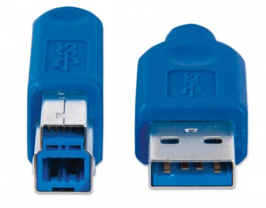картинка Кабель Manhattan USB 3.0, A(M)/B(M), 3 м, синий 322454 от магазина itmag.kz