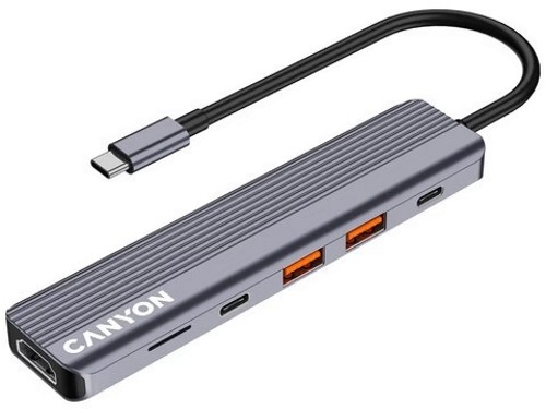 USB-хаб Canyon DS-17 6in1 4k USB-C Grey (CNS-TDS17) фото