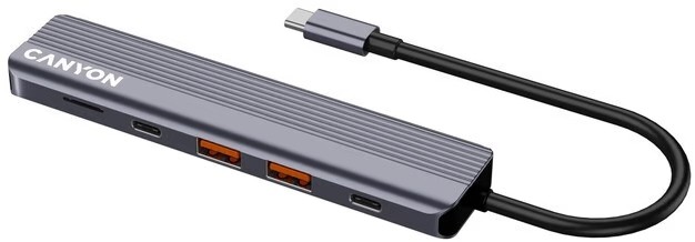 USB-хаб Canyon DS-17 6in1 4k USB-C Grey (CNS-TDS17) фото