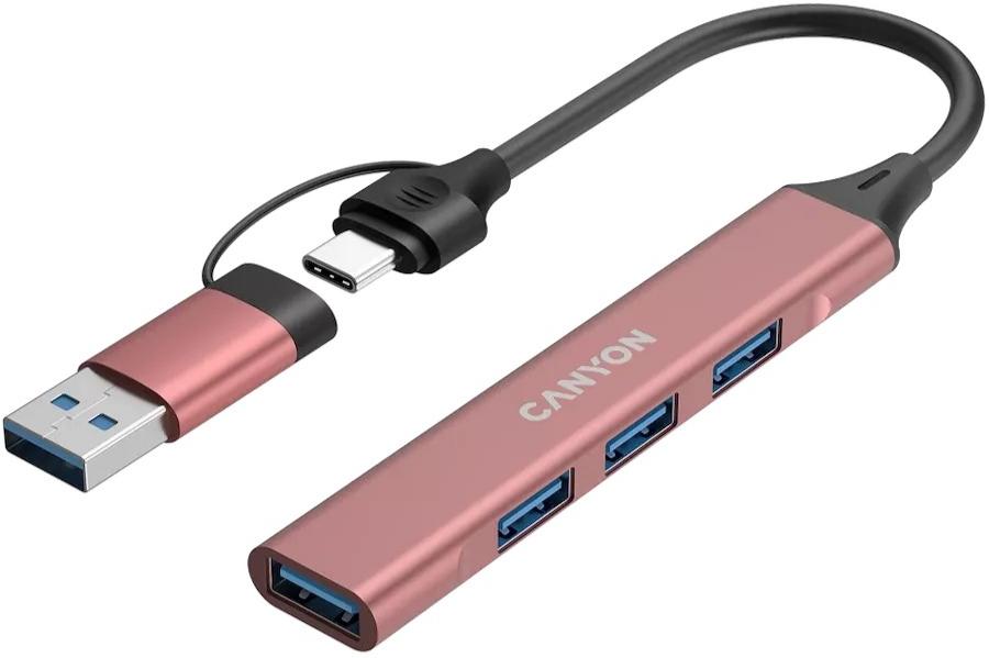 USB-хаб Canyon OnHub 02 4in1 USB-A/C Pink (CNS-TDS02P) фото