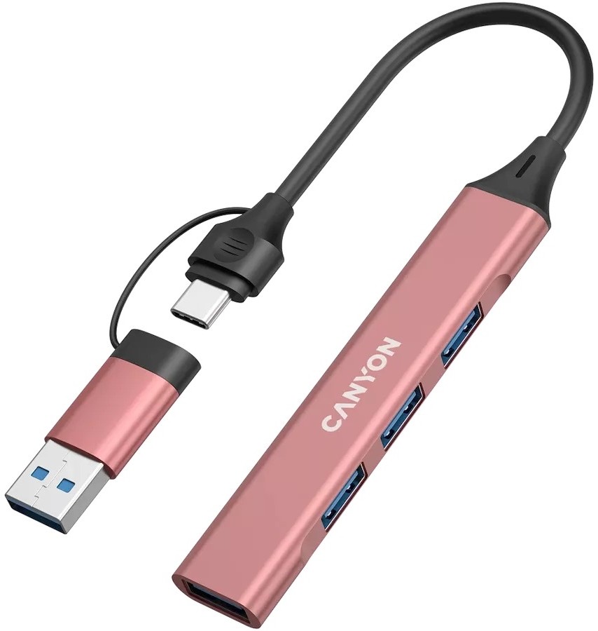 USB-хаб Canyon OnHub 02 4in1 USB-A/C Pink (CNS-TDS02P) фото