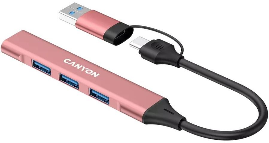 USB-хаб Canyon OnHub 02 4in1 USB-A/C Pink (CNS-TDS02P) фото