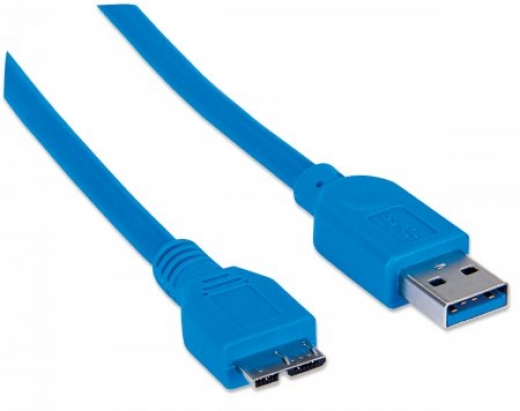 картинка Кабель Manhattan USB 3.0, A(M)/micro B(M), 2 м, синий 325424 от магазина itmag.kz
