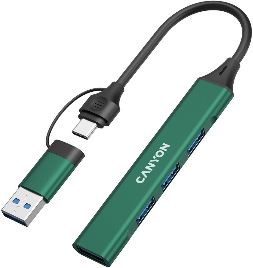 USB-хаб Canyon OnHub 02 4in1 USB-A/C Green (CNS-TDS02GR) фото