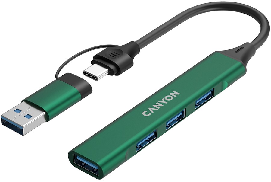 USB-хаб Canyon OnHub 02 4in1 USB-A/C Green (CNS-TDS02GR) фото