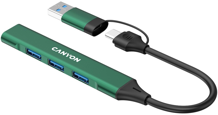 USB-хаб Canyon OnHub 02 4in1 USB-A/C Green (CNS-TDS02GR) фото