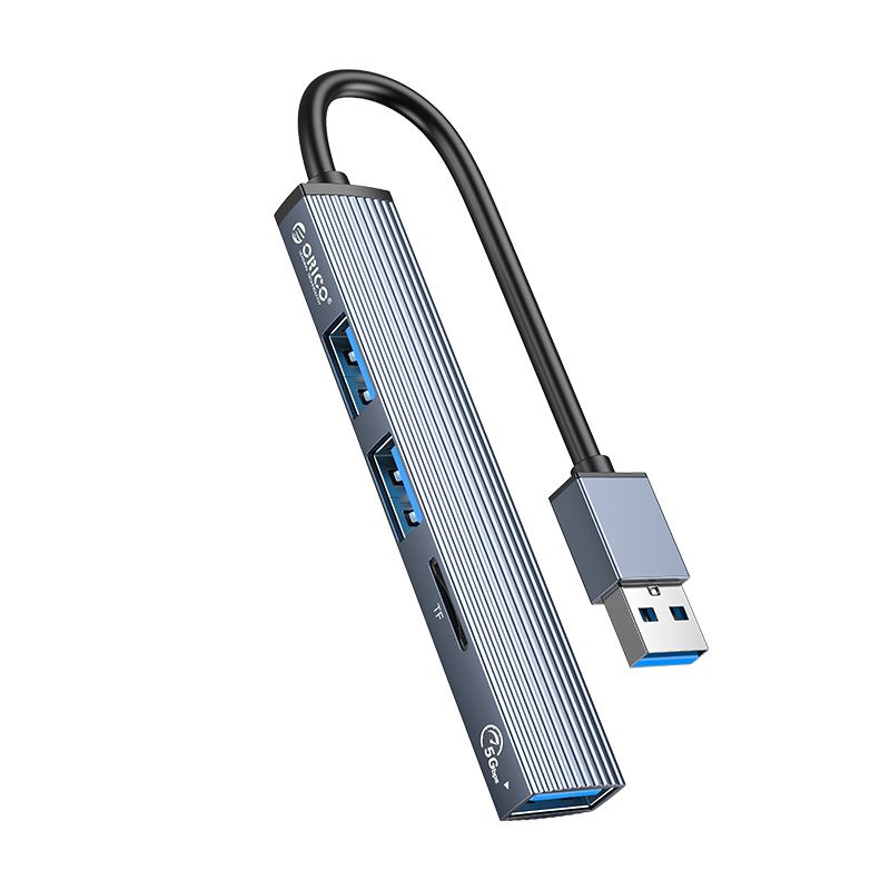 картинка USB Хаб ORICO AH-A12F-GY-BP <USB A to USB3.0*1，USB2.0*2，TF, 88*15*7.5mm> от магазина itmag.kz