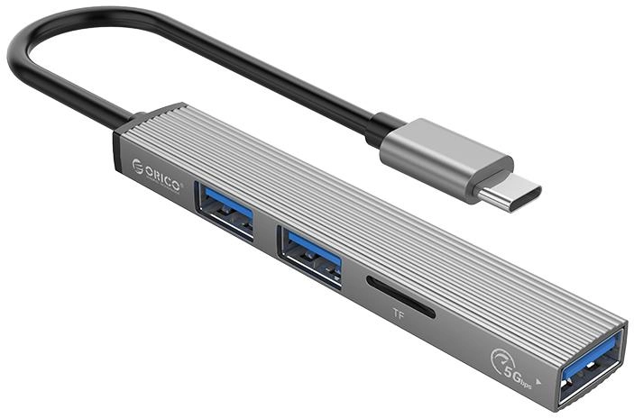 картинка USB Хаб ORICO AH-A12F-GY-BP <USB A to USB3.0*1，USB2.0*2，TF, 88*15*7.5mm> от магазина itmag.kz