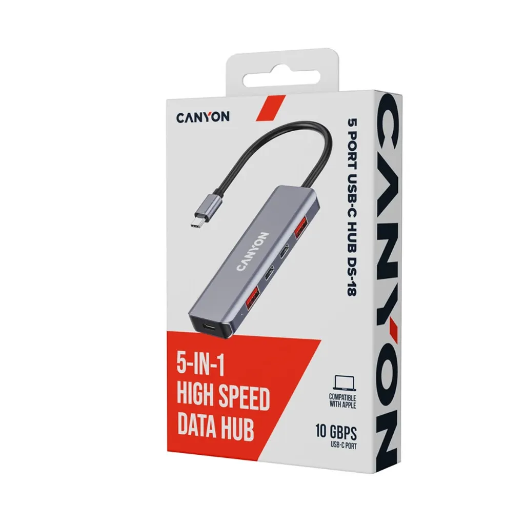 USB-хаб Canyon DS-18 5in1 USB-C Grey (CNS-TDS18) фото