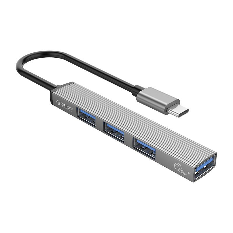 картинка USB Хаб ORICO AH-13-GY-BP <Type-C to USB3.0*1, USB2.0*3 88*15*7.5mm> от магазина itmag.kz