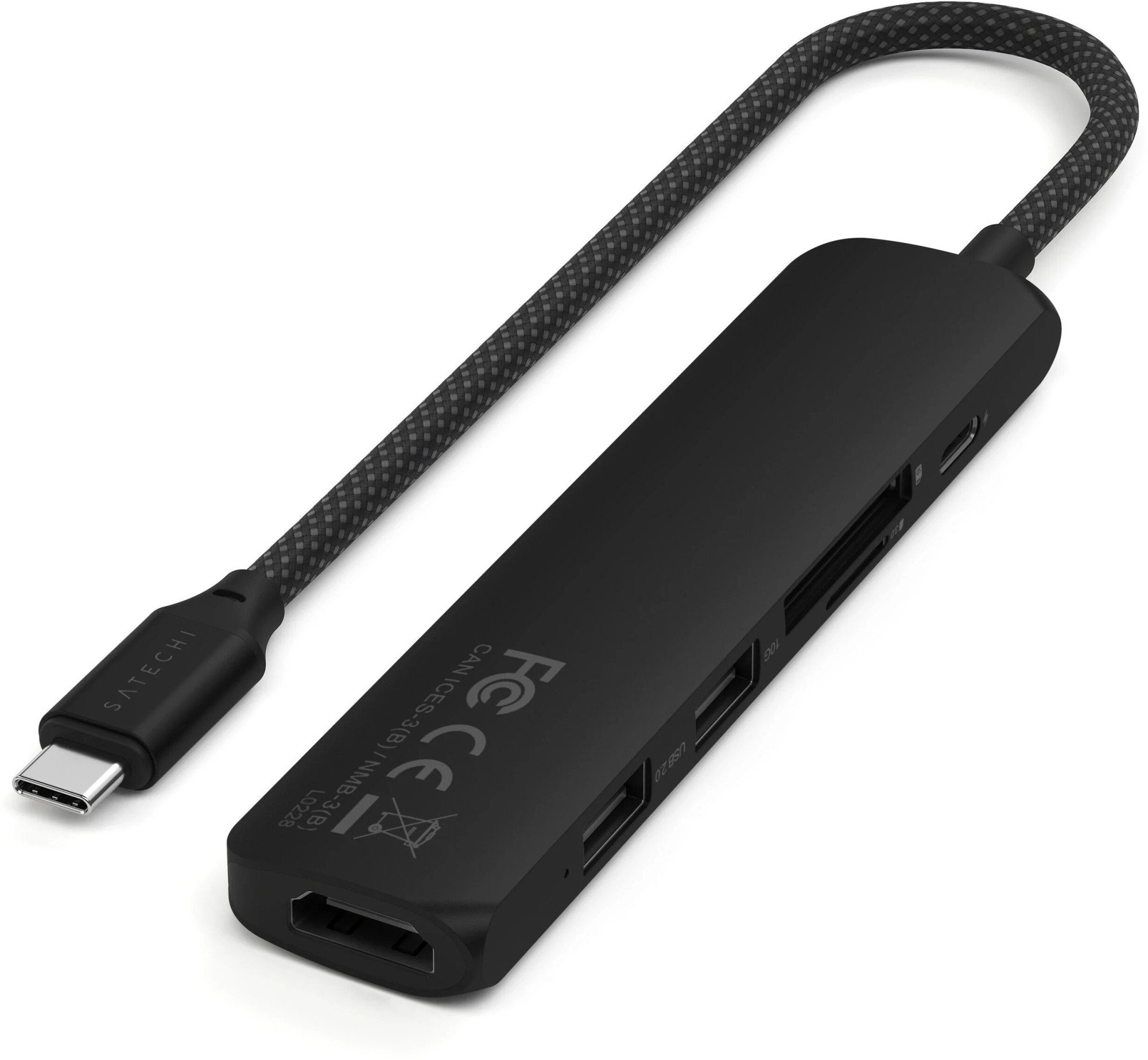 Картридер / USB-хаб Satechi 6-in-1 USB-C Slim Multiport Adapter - Black (ST-P6SK) фото