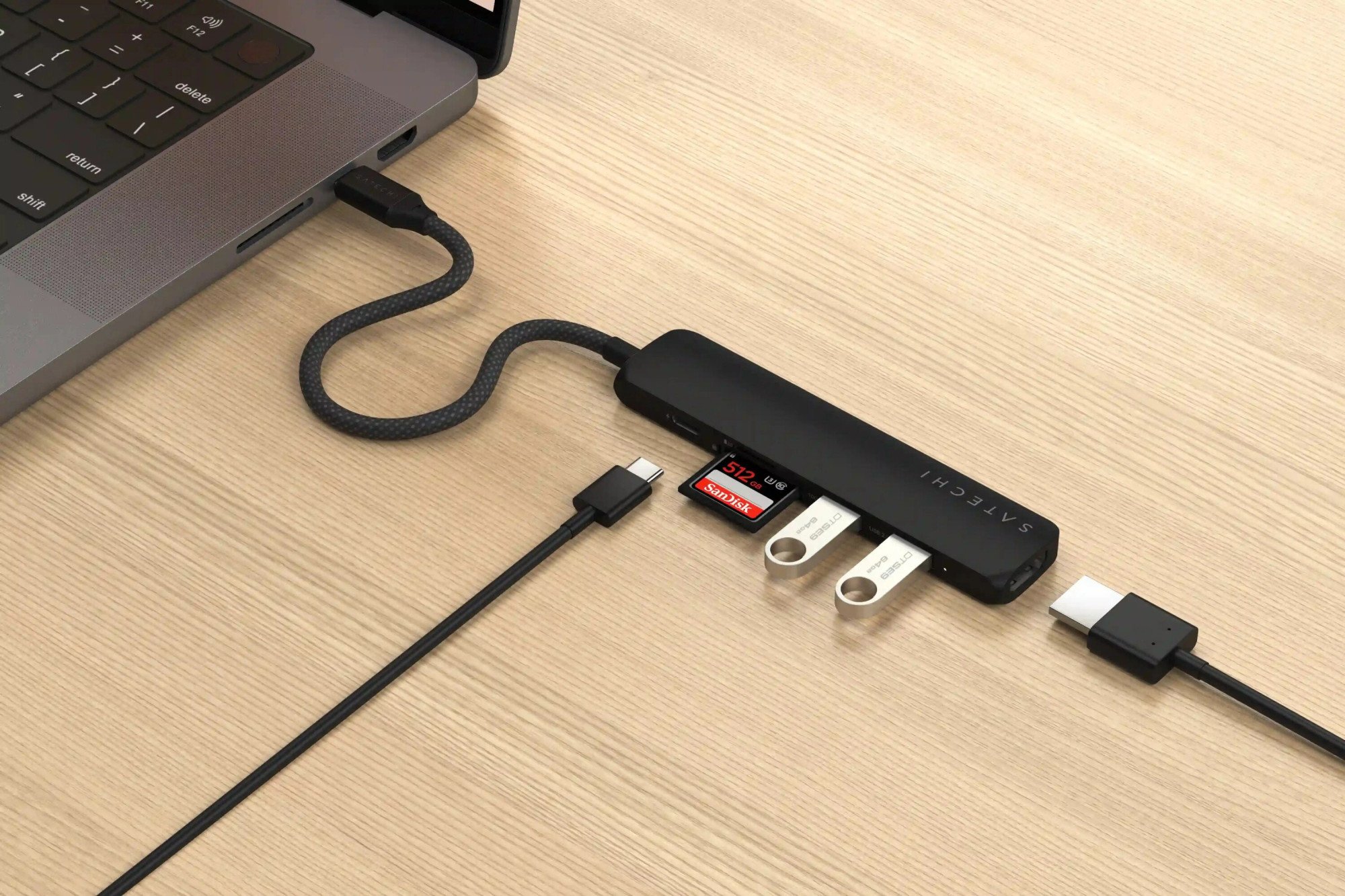 Картридер / USB-хаб Satechi 6-in-1 USB-C Slim Multiport Adapter - Black (ST-P6SK) фото