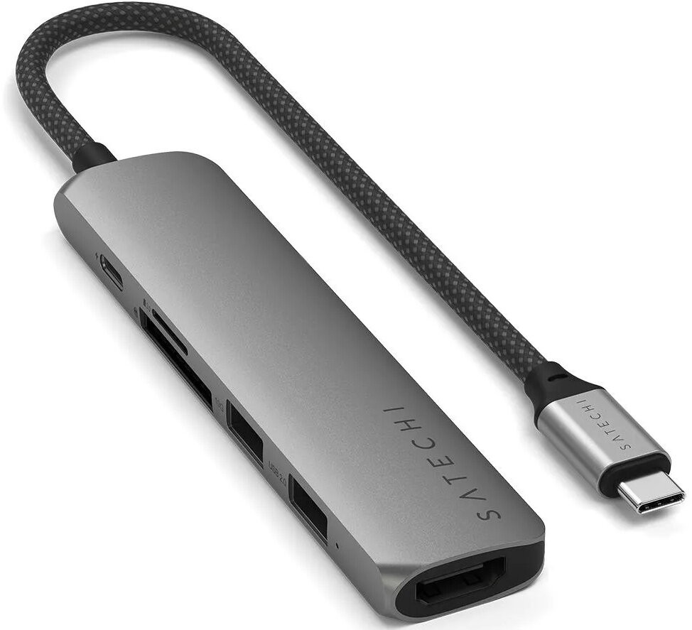 Картридер / USB-хаб Satechi 6-in-1 USB-C Slim Multiport Adapter - Space Grey (ST-P6SM) фото