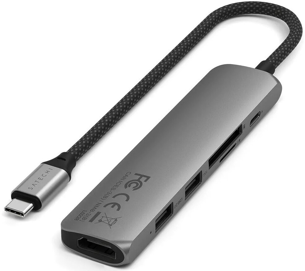 Картридер / USB-хаб Satechi 6-in-1 USB-C Slim Multiport Adapter - Space Grey (ST-P6SM) фото