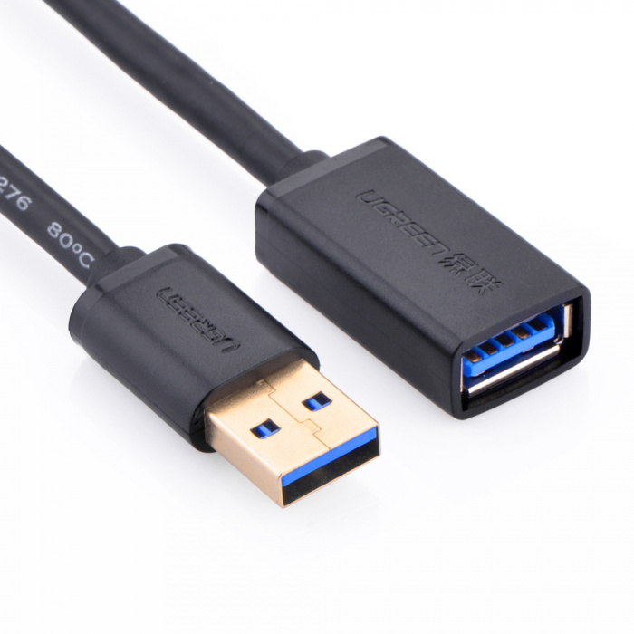 картинка Кабель UGREEN US129 USB 3.0 Extension Male Cable 2m (Black), 10373 от магазина itmag.kz