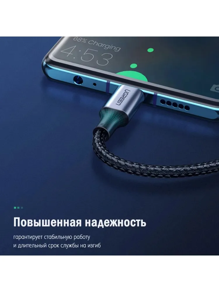 Кабель Ugreen US316, USB-C 100W, 1.5m - Space Gray (70428) фото