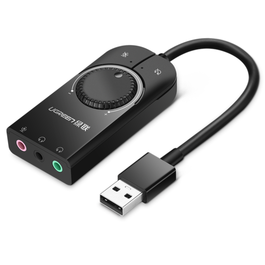 картинка Адаптер стерео звука UGREEN CM129 USB External Stereo Sound Adapter 15cm (Black), 40964 от магазина itmag.kz