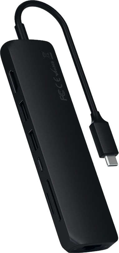 Картридер / USB-хаб Satechi Slim Multiport with Ethernet Adapter - Black (ST-UCSMA3K) фото