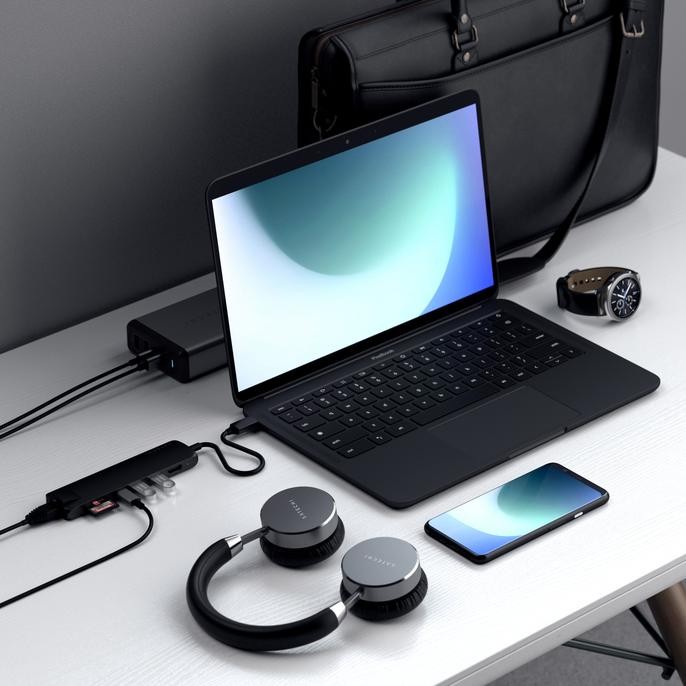 Картридер / USB-хаб Satechi Slim Multiport with Ethernet Adapter - Black (ST-UCSMA3K) фото