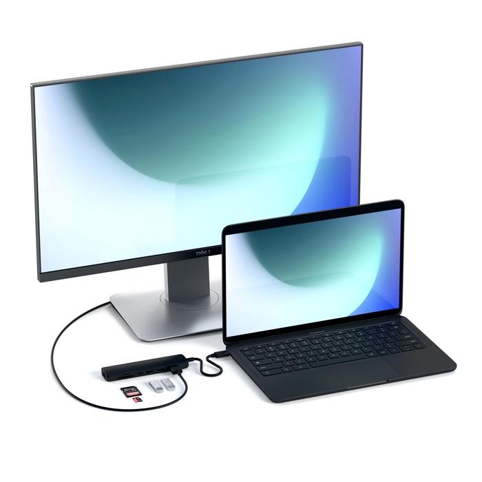 Картридер / USB-хаб Satechi Slim Multiport with Ethernet Adapter - Black (ST-UCSMA3K) фото