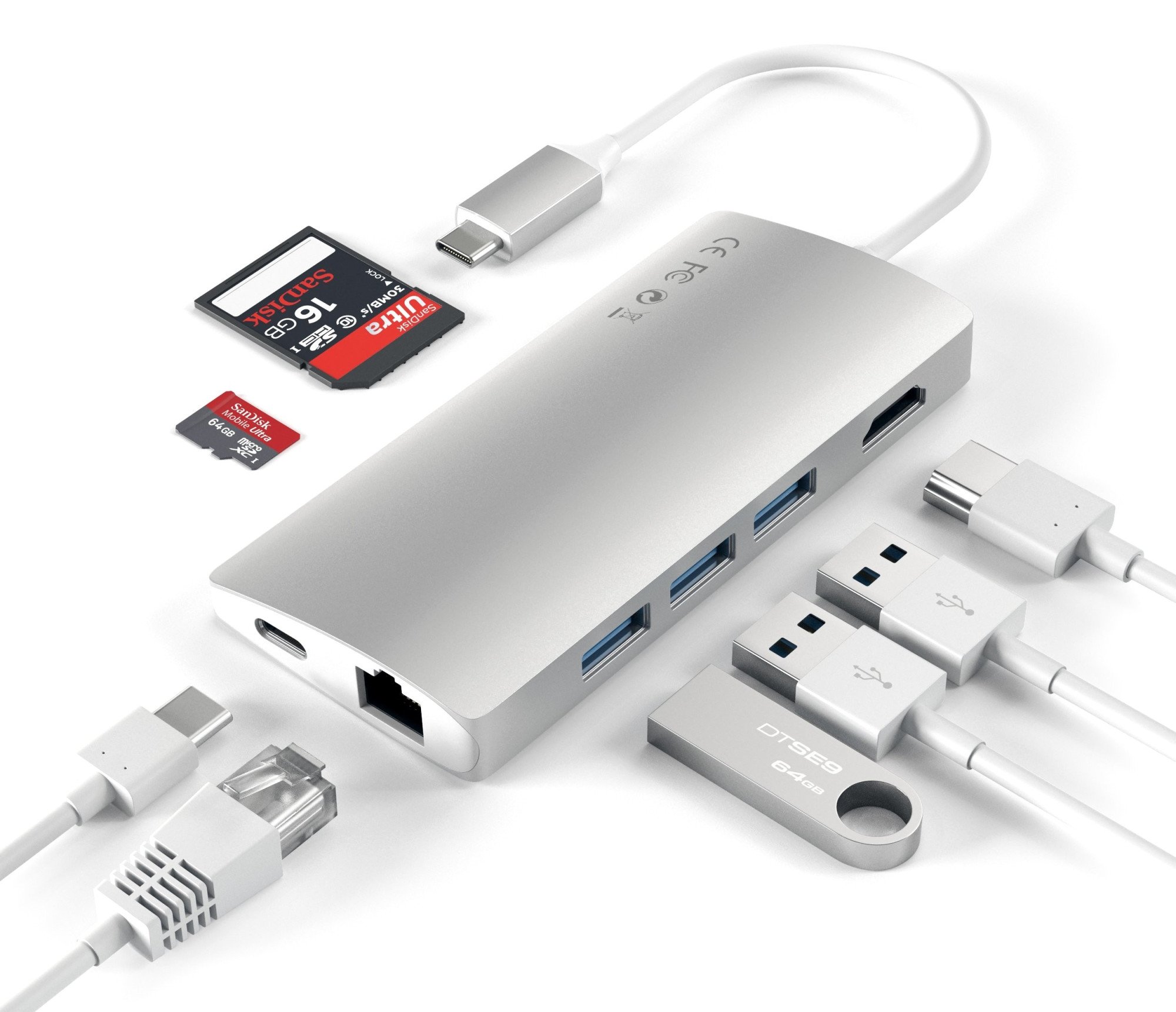 Картридер / USB-хаб Satechi Type-C Multi-Port Adapter 4K with Ethernet V2 - Silver (ST-TCMA2S) фото