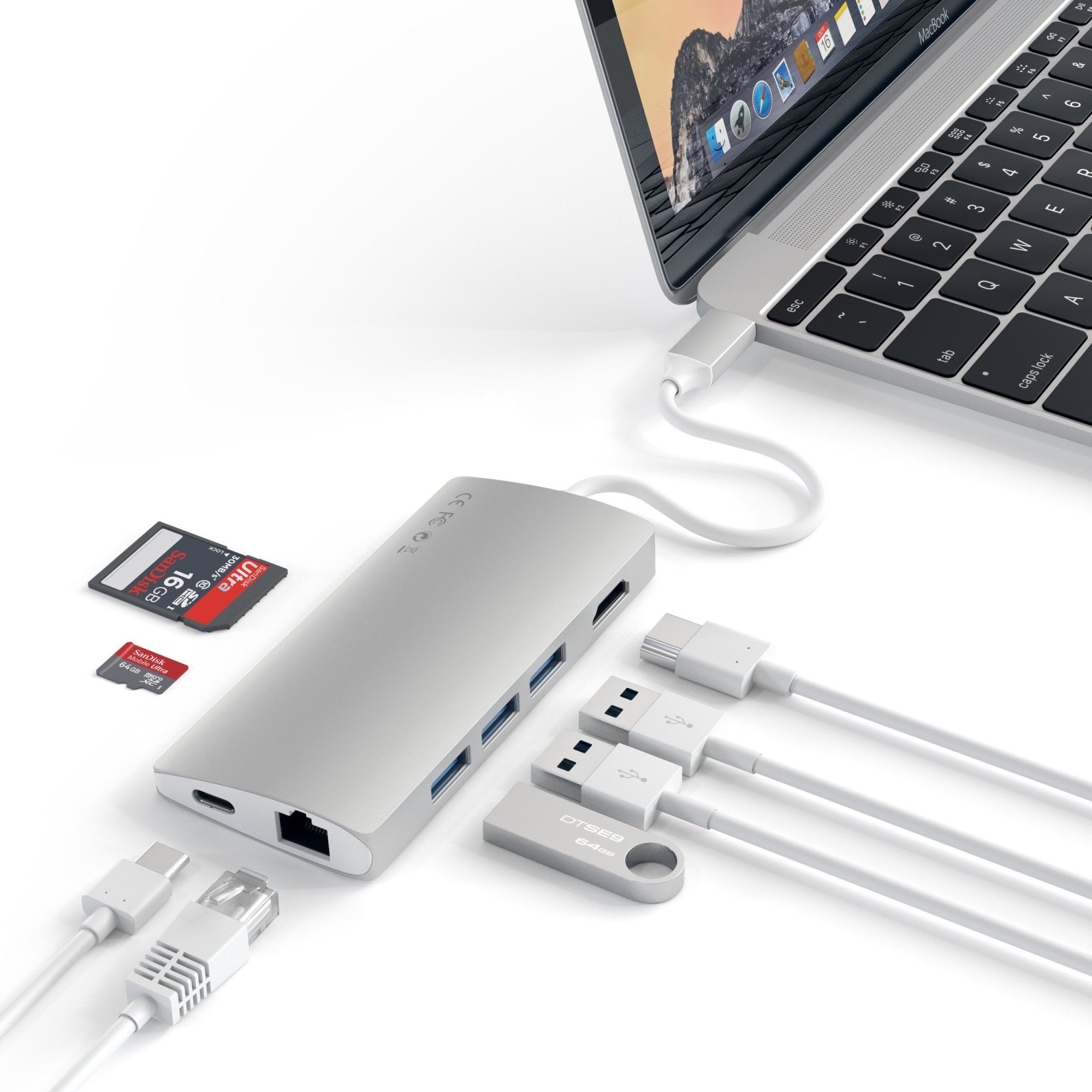 Картридер / USB-хаб Satechi Type-C Multi-Port Adapter 4K with Ethernet V2 - Silver (ST-TCMA2S) фото