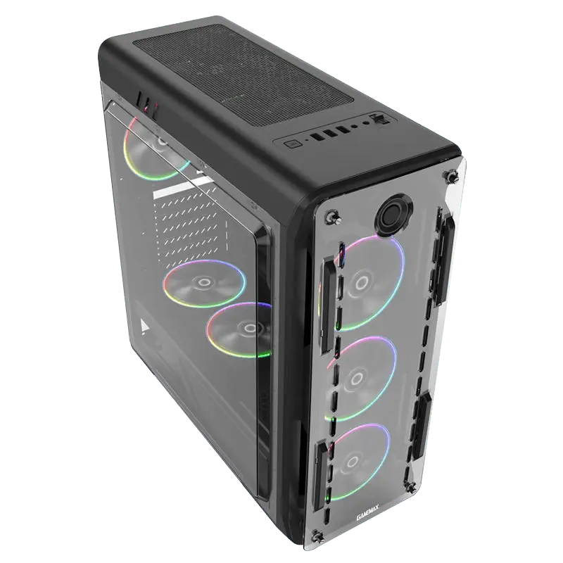 картинка Корпус ПК без БП GameMax Optical (G510)  Black <ATX, 4x120mm RGB, USB3.0x1, USB2.0x2, 400х185х470mm> от магазина itmag.kz