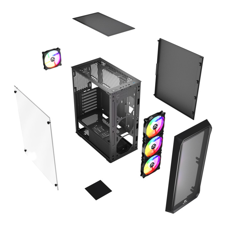 Корпус Wintek Tornado Pro PS195-B-M TG, чёрный (PS195-B-M TG) фото