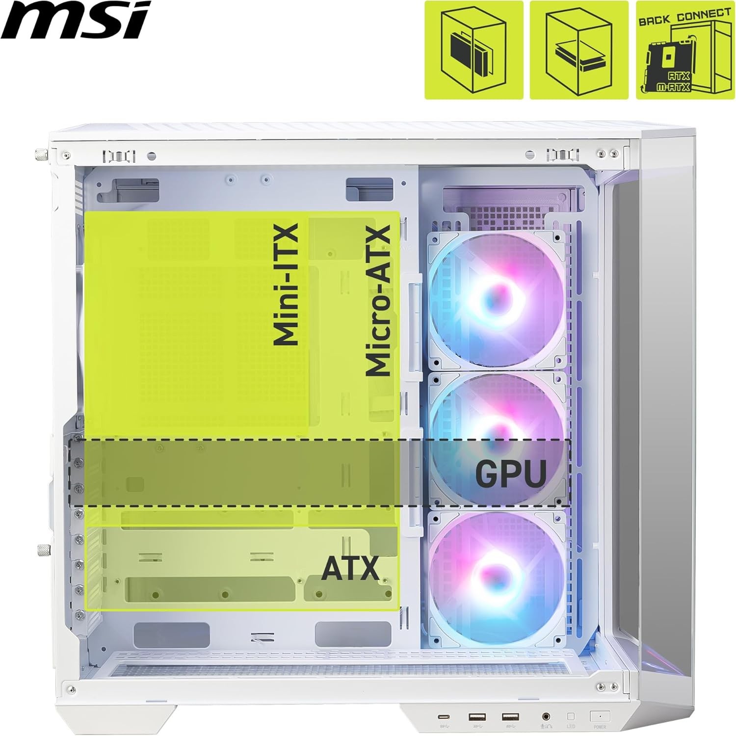 Компьютерный корпус MSI MAG PANO 100R PZ WHITE White (MAG PANO 100R PZ WHITE) фото