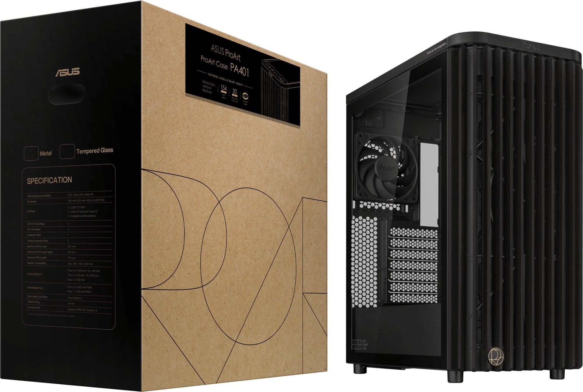 Корпус ASUS PROART PA401 WOOD TG BLACK  (90DC00M0-B39000) фото