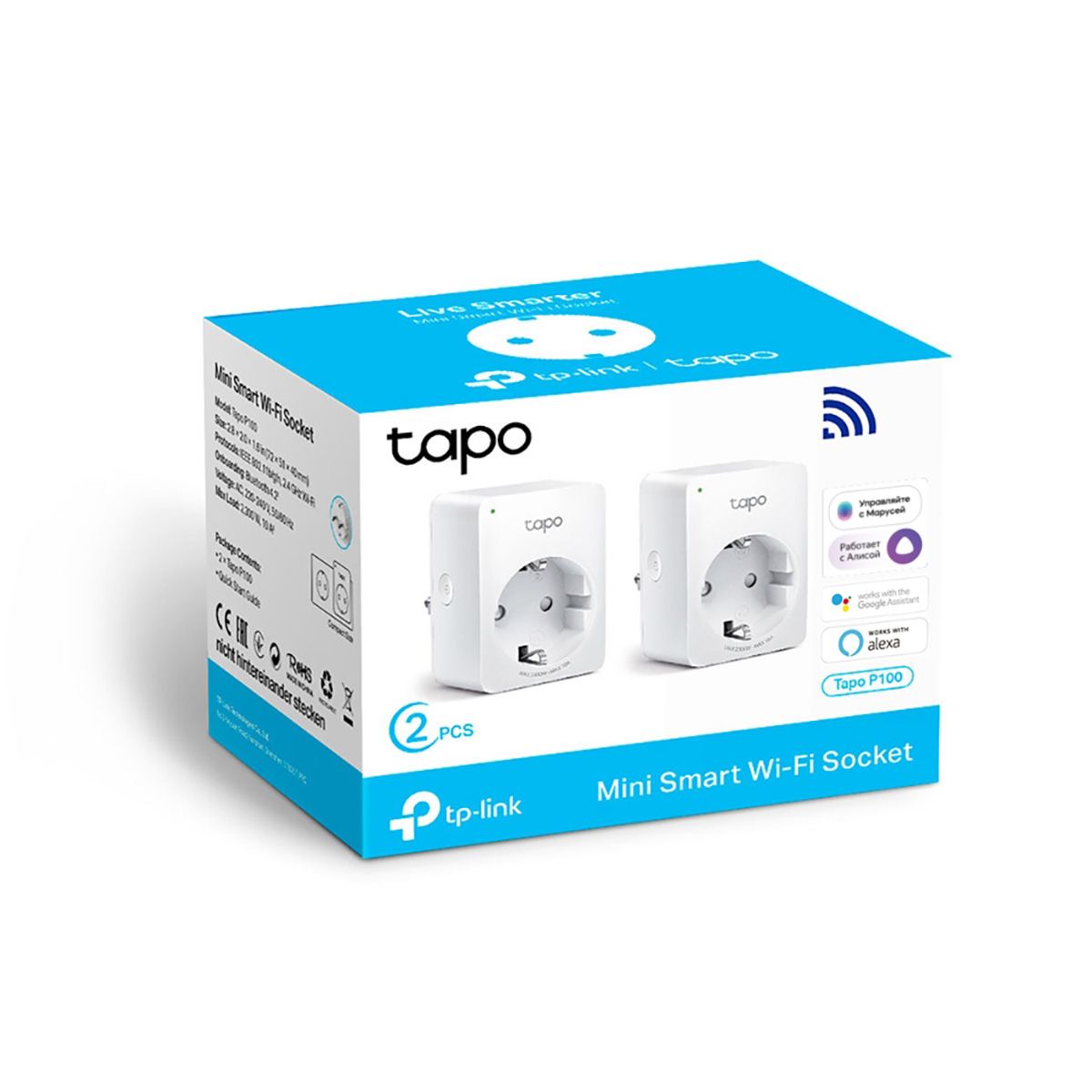Умная мини Wi-Fi розетка Tapo P100(2-pack)  (Tapo P100(2-pack)(EU)) фото