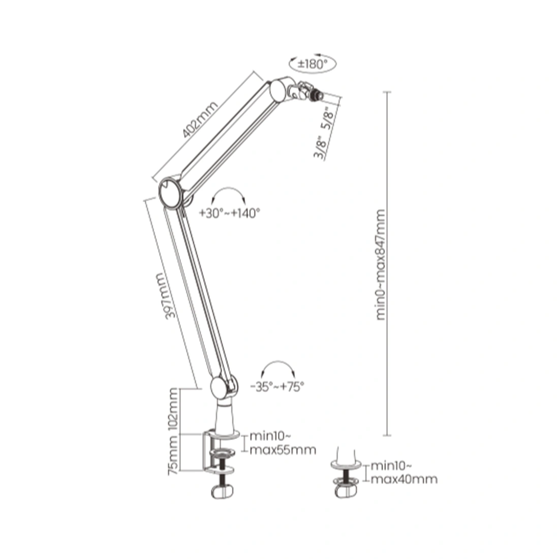 Микрофонная стойка Brateck MDS13-1, Black (MDS13-1) фото
