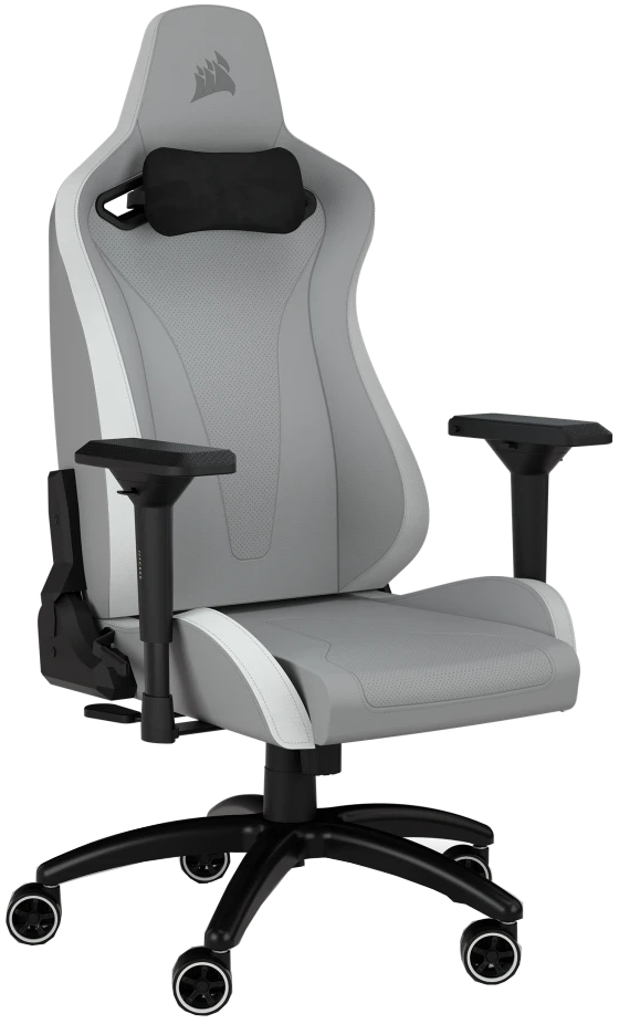 Игровое кресло Corsair TC200 Leatherette - Light Grey/White (CF-9010045-WW) фото