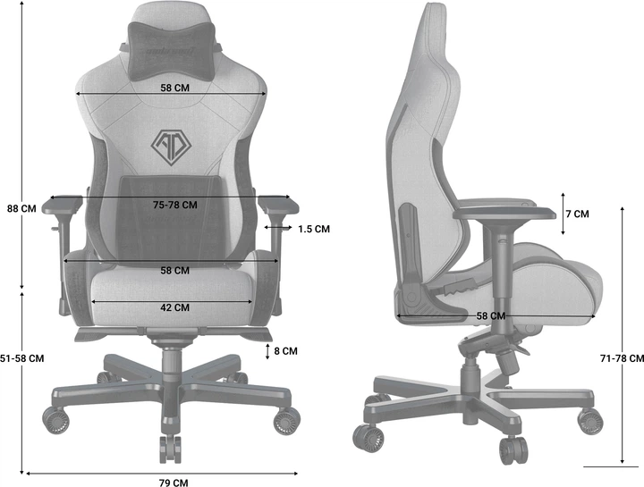 Кресло игровое компьютерное AndaSeat T-Pro 2, Blue (AD12XLLA-01-SB-F) фото
