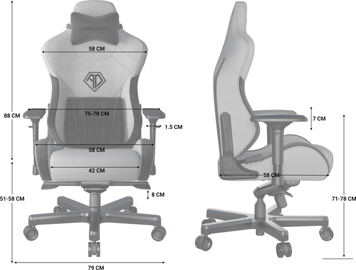 Игровое компьютерное кресло AndaSeat T-Pro 2 XL Grey (AD12XLLA-01-GB-F) фото
