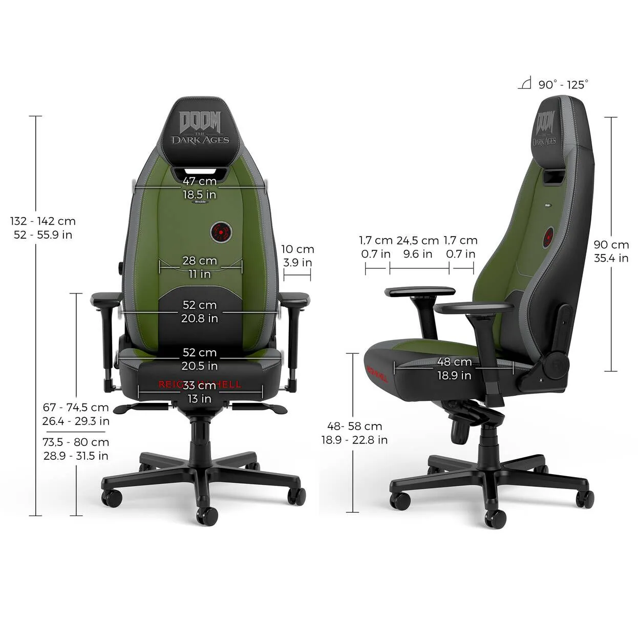 Игровое кресло Noblechairs LEGEND Gaming Chair - DOOM the Dark Ages Edition (NBL-LGD-PU-DDA) фото
