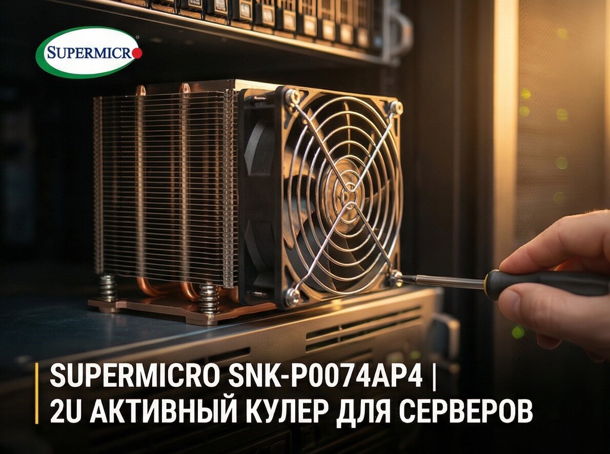 Кулер Supermicro 2U Active CPU HS, Side-mount Fan (SNK-P0074AP4) фото