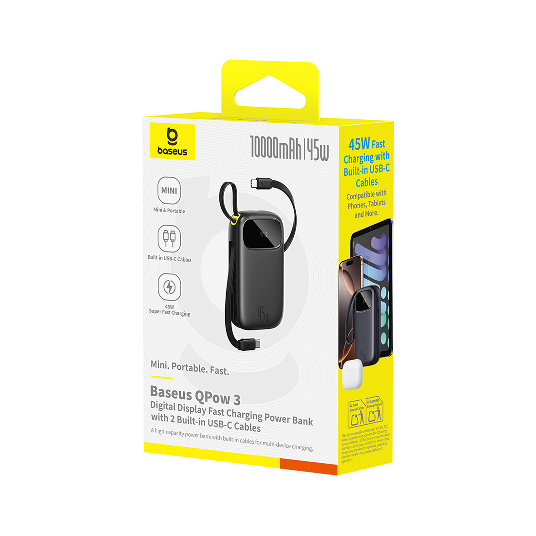 Портативный внешний аккумулятор Baseus EnerFill FC31, 10000mAh 45W - Black (P10082102123-00) фото